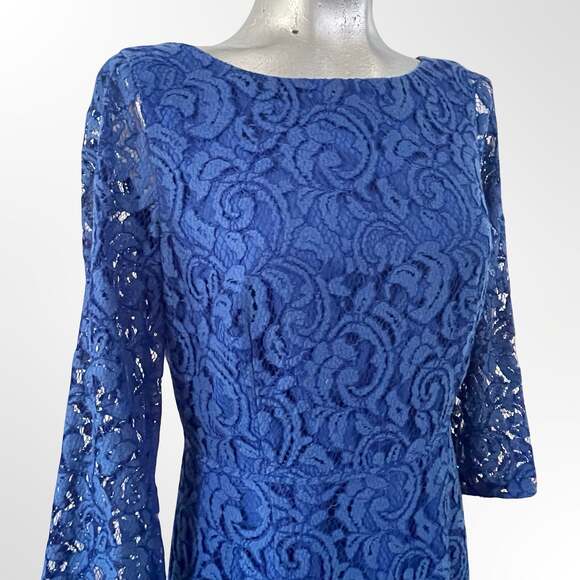 J.Crew Dresses & Skirts - J.Crew Royal Blue Lace Three-Quarter Sleeve Sheath Dress